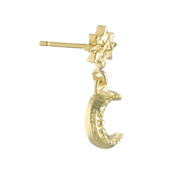 PURE By Nat Earring With Moon Pendant- Gold