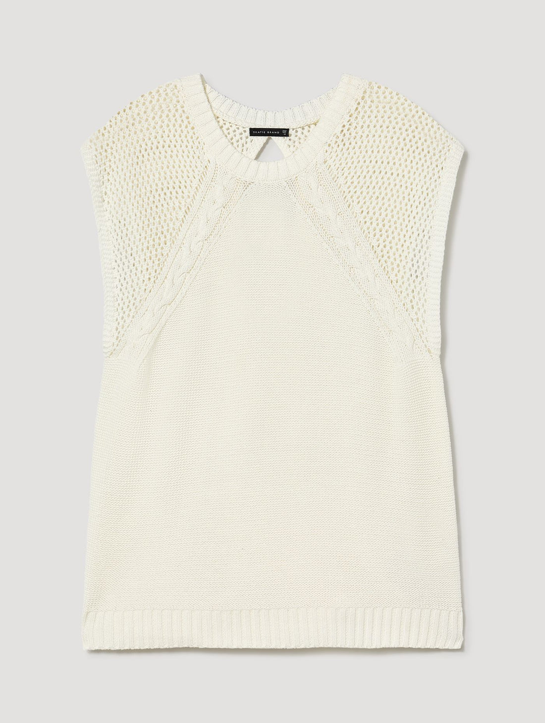 SkatÏe Crochet Detail White Sleeveless Knitted Vest Top