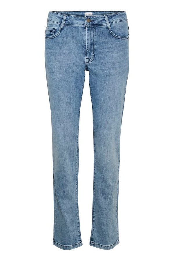 Saint Tropez Molly Relaxed Straight Leg Jeans in Light Blue Wash